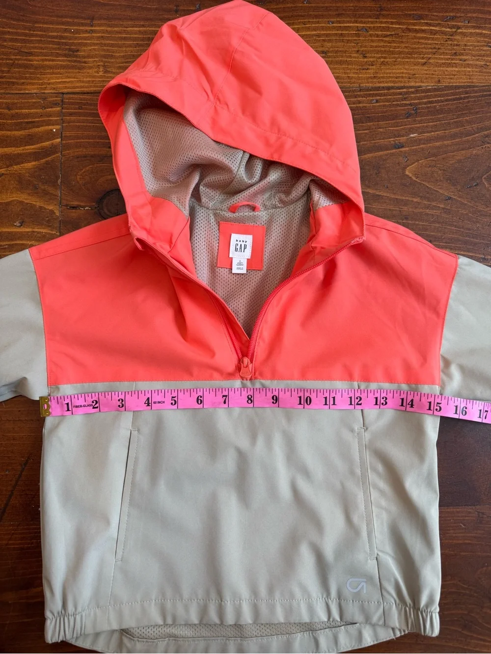 GAP Baby Blood Orange and Beige Tech Anorak Mesh-Lined Jacket. Size 4